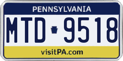 PA license plate MTD9518