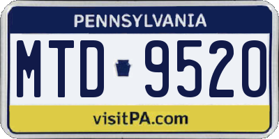 PA license plate MTD9520