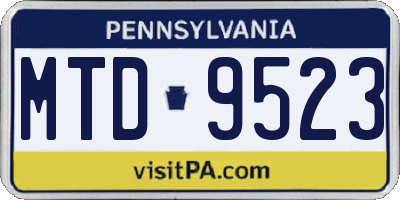 PA license plate MTD9523