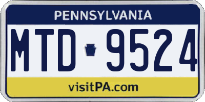 PA license plate MTD9524
