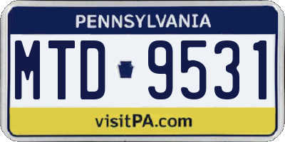PA license plate MTD9531