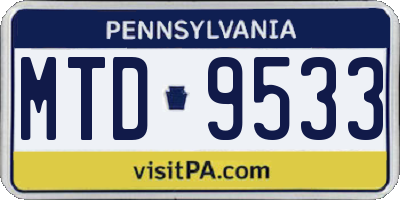 PA license plate MTD9533