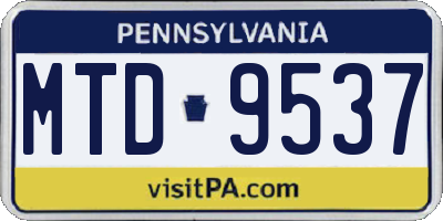PA license plate MTD9537