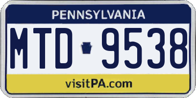 PA license plate MTD9538