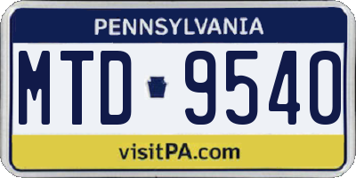 PA license plate MTD9540
