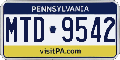 PA license plate MTD9542