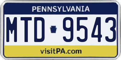 PA license plate MTD9543