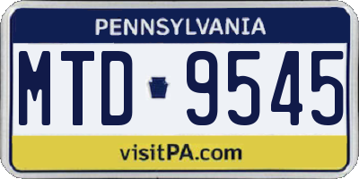PA license plate MTD9545