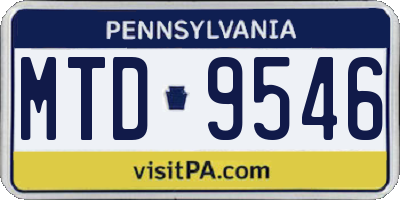 PA license plate MTD9546