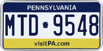 PA license plate MTD9548