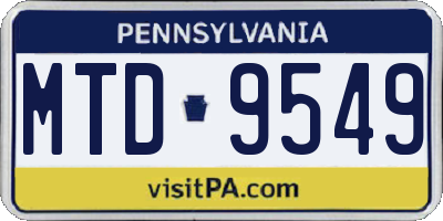 PA license plate MTD9549