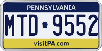 PA license plate MTD9552