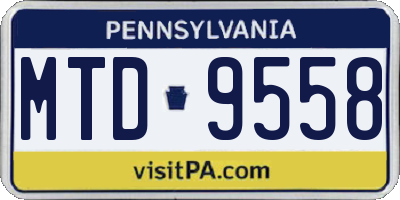 PA license plate MTD9558