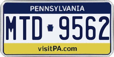 PA license plate MTD9562
