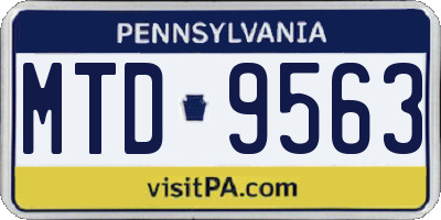 PA license plate MTD9563