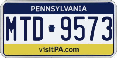 PA license plate MTD9573