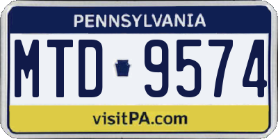 PA license plate MTD9574