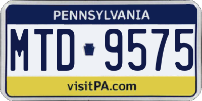 PA license plate MTD9575