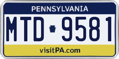 PA license plate MTD9581