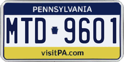 PA license plate MTD9601