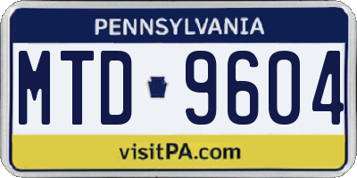 PA license plate MTD9604