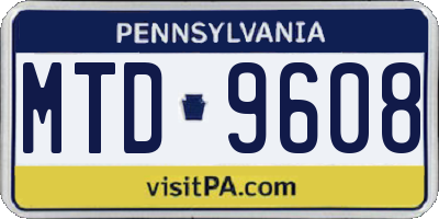 PA license plate MTD9608