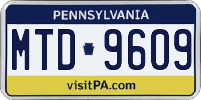 PA license plate MTD9609