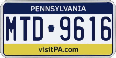 PA license plate MTD9616