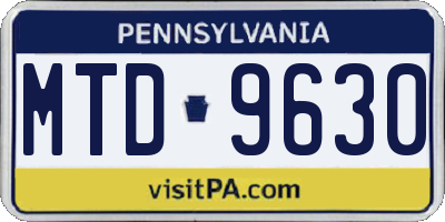 PA license plate MTD9630