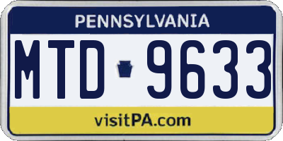 PA license plate MTD9633