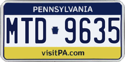 PA license plate MTD9635