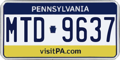 PA license plate MTD9637