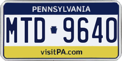 PA license plate MTD9640