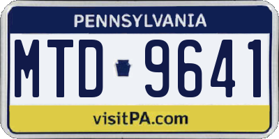 PA license plate MTD9641