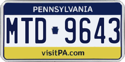 PA license plate MTD9643