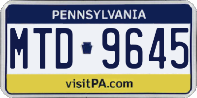 PA license plate MTD9645