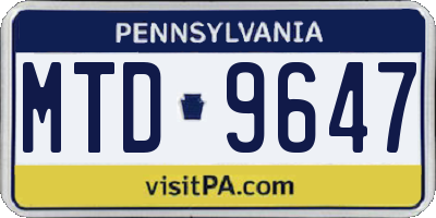 PA license plate MTD9647
