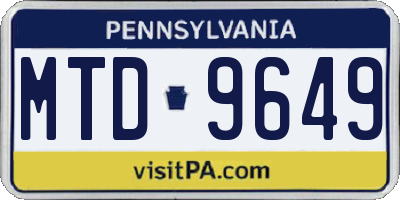 PA license plate MTD9649