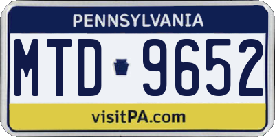 PA license plate MTD9652