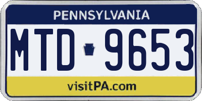 PA license plate MTD9653