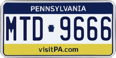 PA license plate MTD9666
