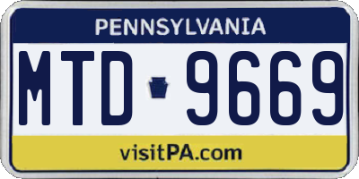 PA license plate MTD9669