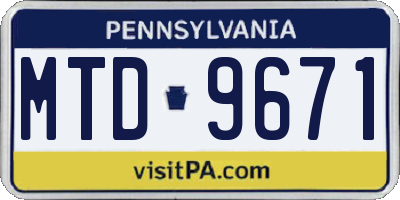 PA license plate MTD9671