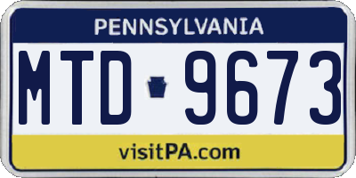 PA license plate MTD9673