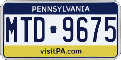 PA license plate MTD9675
