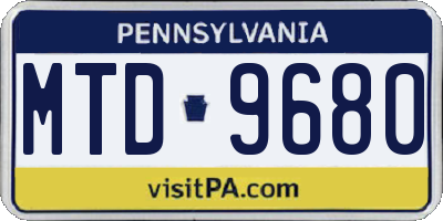 PA license plate MTD9680