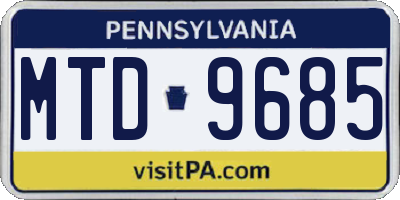 PA license plate MTD9685