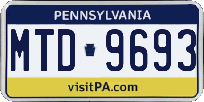 PA license plate MTD9693