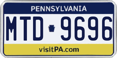 PA license plate MTD9696