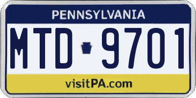 PA license plate MTD9701